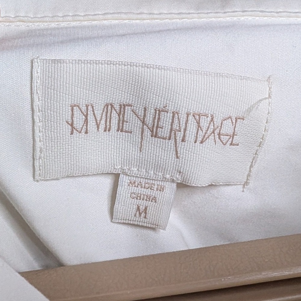 Divine Heritage White Cotton Moto Jacket Belted Cropped Biker Women's M - Picture 3 of 7